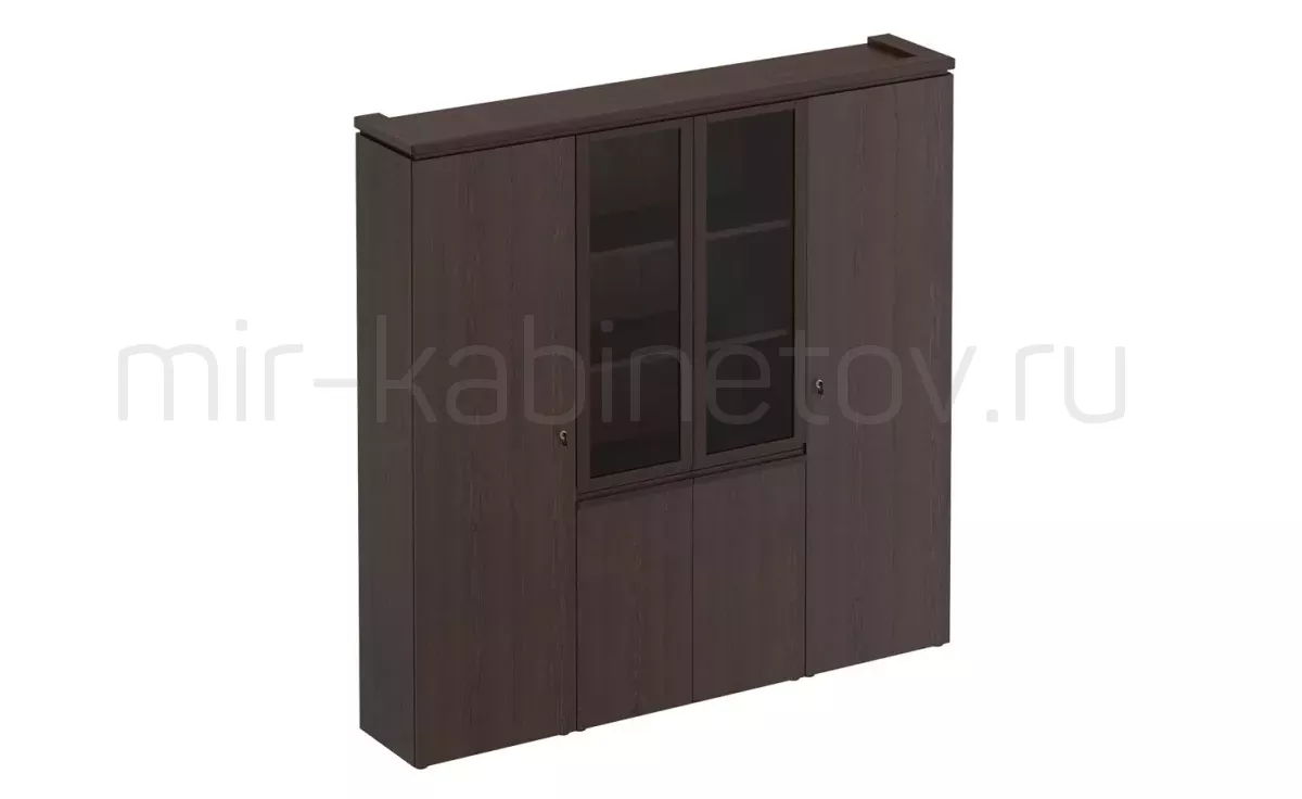 Шкаф комбинированный (для документов узкий + со стеклом + для одежды узкий) – фото 1