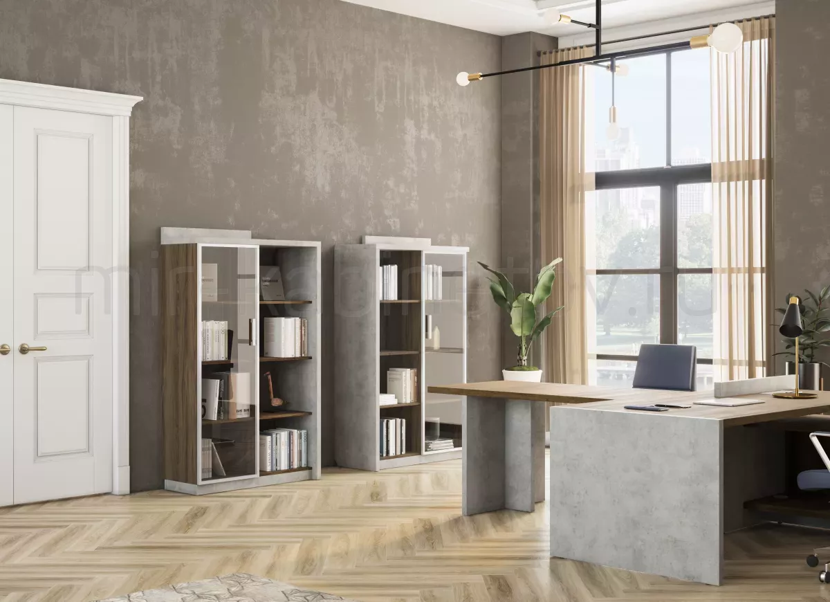 Кабинет руководителя WOOD & STONE Дуб Чарльстон/Бетон Чикаго – фото 4